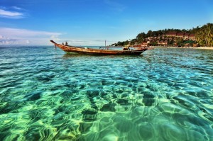 Strand und Boot in Koh Phangan